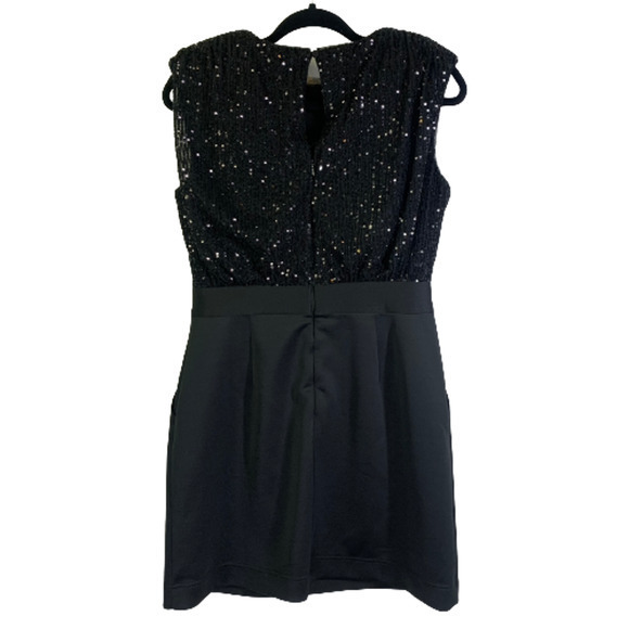 LDT Black Sequin Blouson Mini Dress‎ - Picture 9 of 12